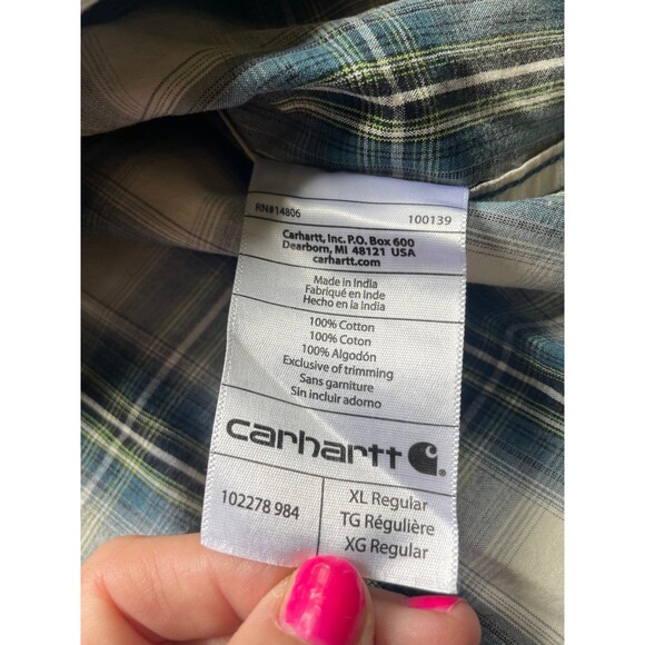 Carhartt long sleeve plaid button up shirt for men XL extra large - Picture 5 of 9